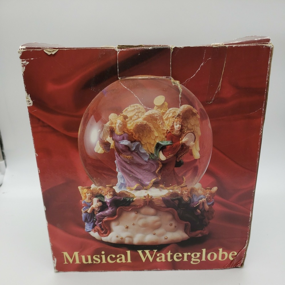 Large Musical Waterglobe Angels With Various Musical Instruments Great Cond box - Picture 10 of 12
